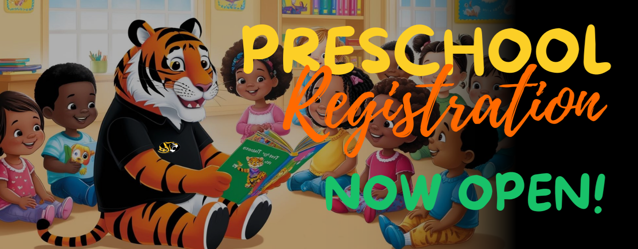 tiger reading a book to children